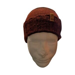 Levis Mens Burgundy Fair Isle Knit Beanie Pom Pom Winter Hat One Size